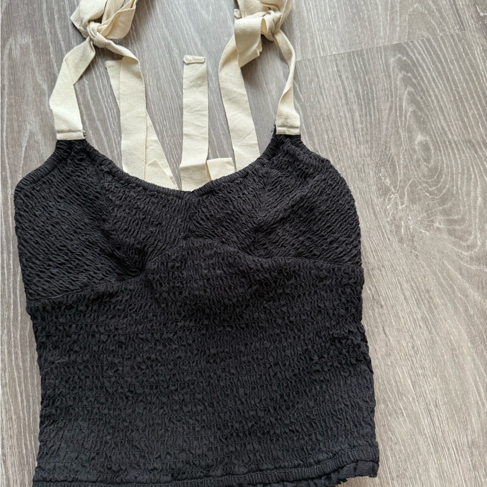Free People Navy and Cream Camisole